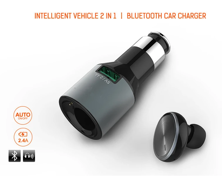 LDNIO Беспроводной Bluetooth хэндс-фри спортивные гарнитуры плеер с микрофоном с 2.4A адаптер для быстрого автомобильного Зарядное устройство 2 в 1 Наушники длительное время ожидания