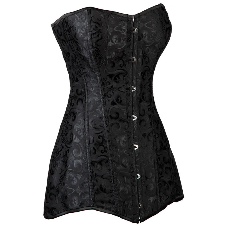 Черный жаккард сексуальный корсетт для женщин корсеты и бюстье стимпанк