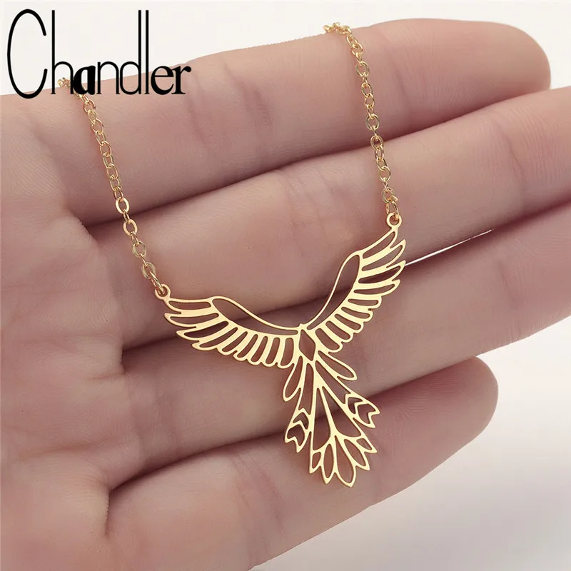Чандлер 1 шт. ожерелье с Фениксом из нержавеющей стали оригами птица 40 см цепочка
