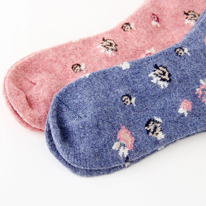

6 Pairs Autumn Winter Girl Meia Rabbit Wool Blend Funny Socks Women Keep Warm Woman Crew Socks Thick Casual Cartoon Cotton Socks