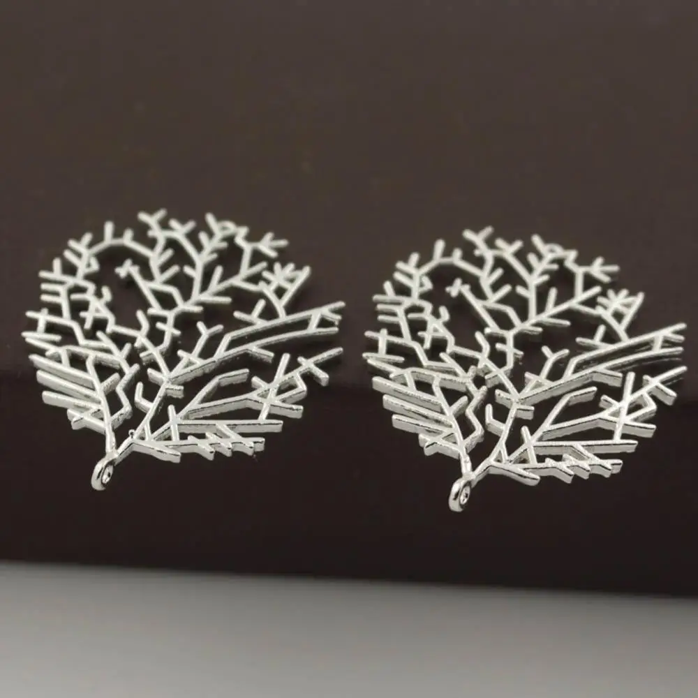 Retro Filigree Leaf Branch Pendant Charms Connectors Quality Gold Color Metal DIY Stuffs Hanging on Earrings Jewelry Accessories | Украшения