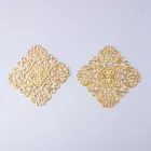 Бесплатная shipping-50Pcs, золотые цветные филигранные квадратные обертки, разъемы, металлические поделки, подарочное украшение, сделай сам, 40х40мм