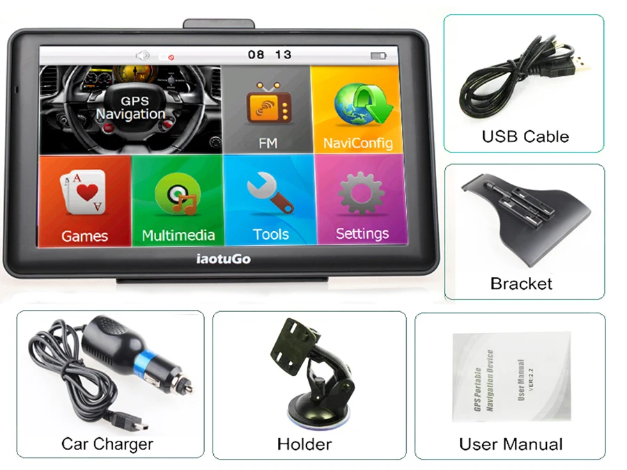 IaotuGo 7 дюймов емкостный gps автомобильный навигатор 256,8G, Bluetooth AV-IN HD 800*480 ЕС/США карты грузовиков бесплатное обновление