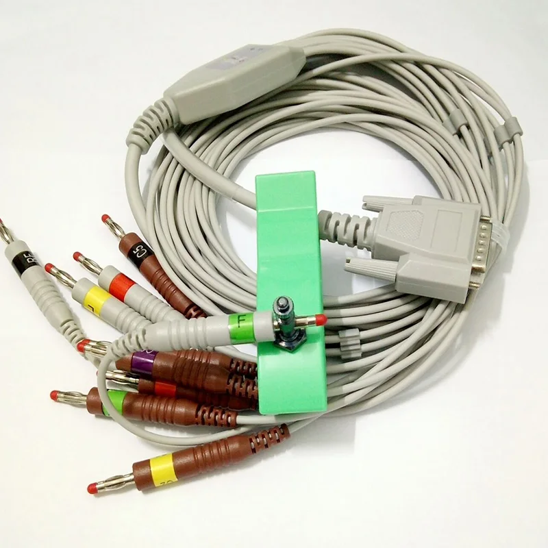 Совместим с DB15M nikohden Cardiofax Q ECG-9110K ЭКГ/ЭКГ 10 lead 4 0 мм кабель со штекером типа банан IEC
