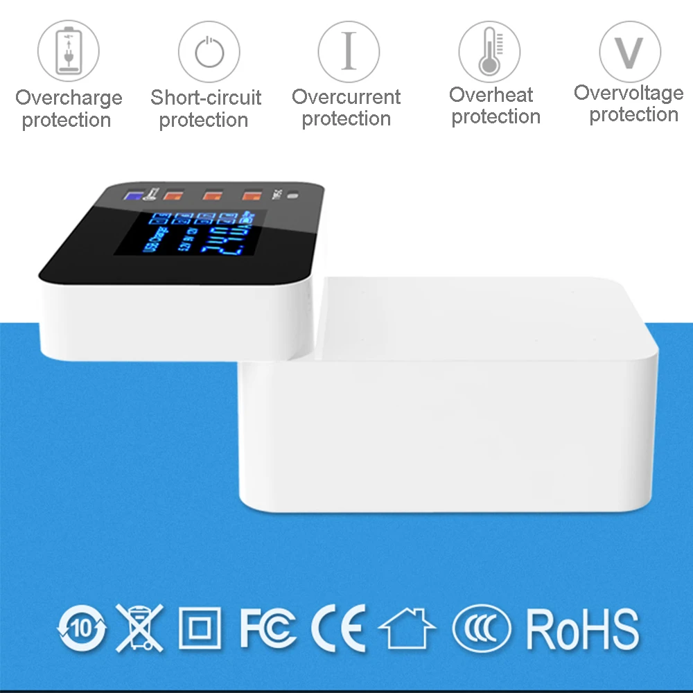 5 Порты и разъёмы Smart USB Зарядное устройство Тип C станция Быстрый Зарядное устройство 3,0 Led Дисплей QI Беспроводной Зарядка адаптер питания для быстрой зарядки для рабочего стола