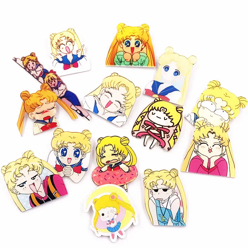 1 шт. Harajuku мультфильм Сейлор Мун Значки для девочек рюкзак акриловый значок
