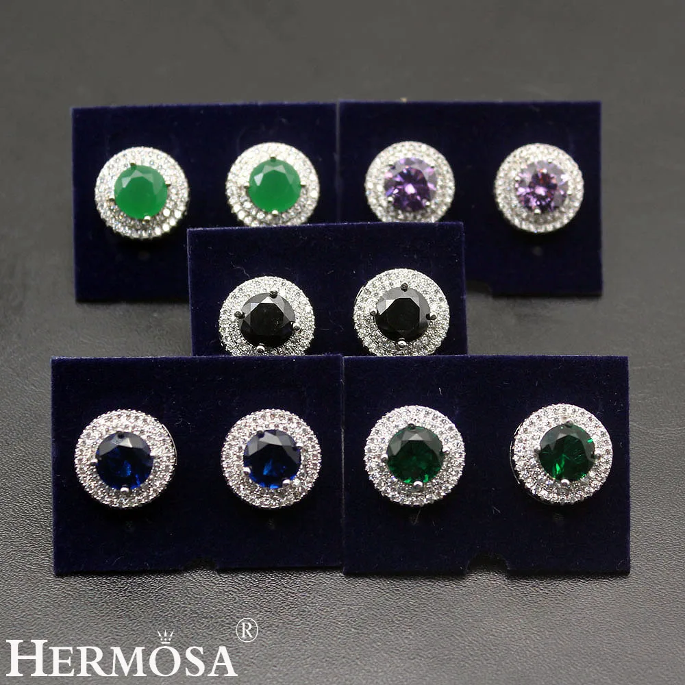 Hermosa Jewelry Unique Wedding Party Women Earrings 925 Sterling Silver Engagement Circular Series BKHM-016 | Украшения и