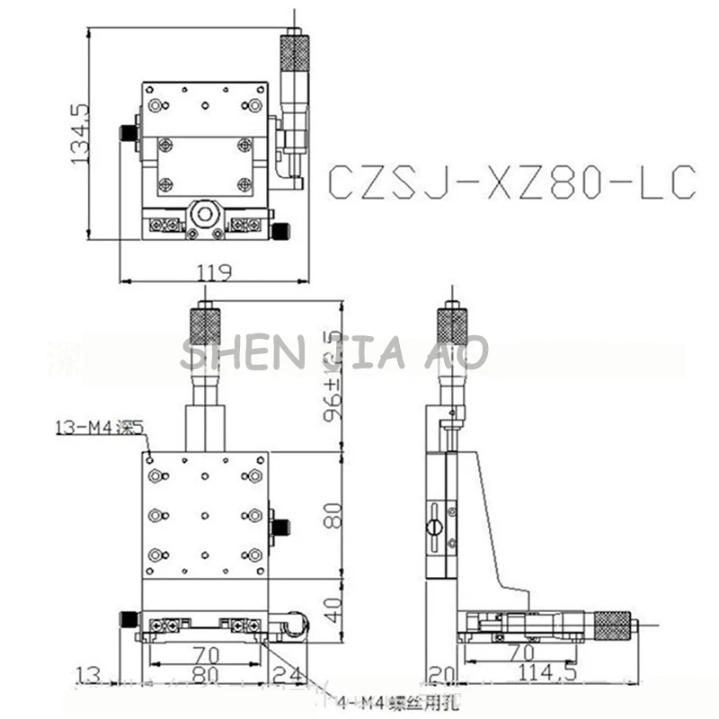 1 шт. XZ axis маленький настольный ручной раздвижной стол CZSJ-XZ80-C вертикальная