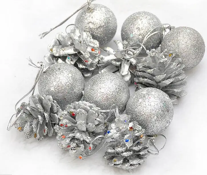 12 шт. Висячие шары сосновые шишки Рождественская елка украшение Золотой