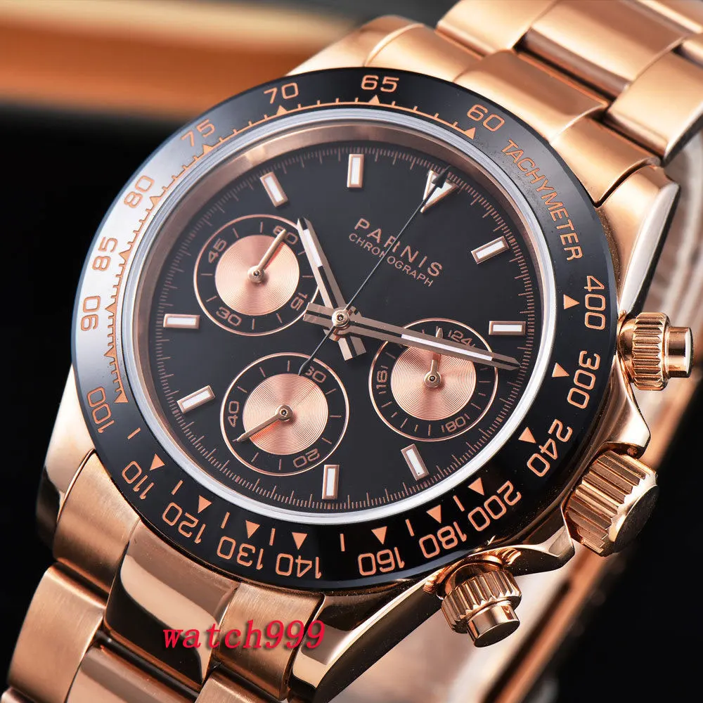 Мужские часы PARNIS 39 мм стальной браслет светящийся сапфировый кристалл чехол из