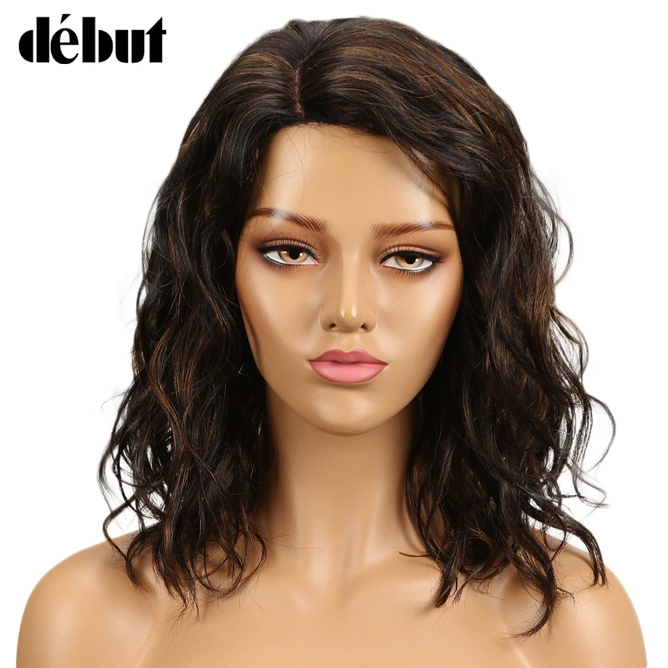 Debut Hair Wigs For Black Women Remy Curly Wavy Human Hair Wigs Brazilian Ombre Hair Part Lace Wig Free Shipping