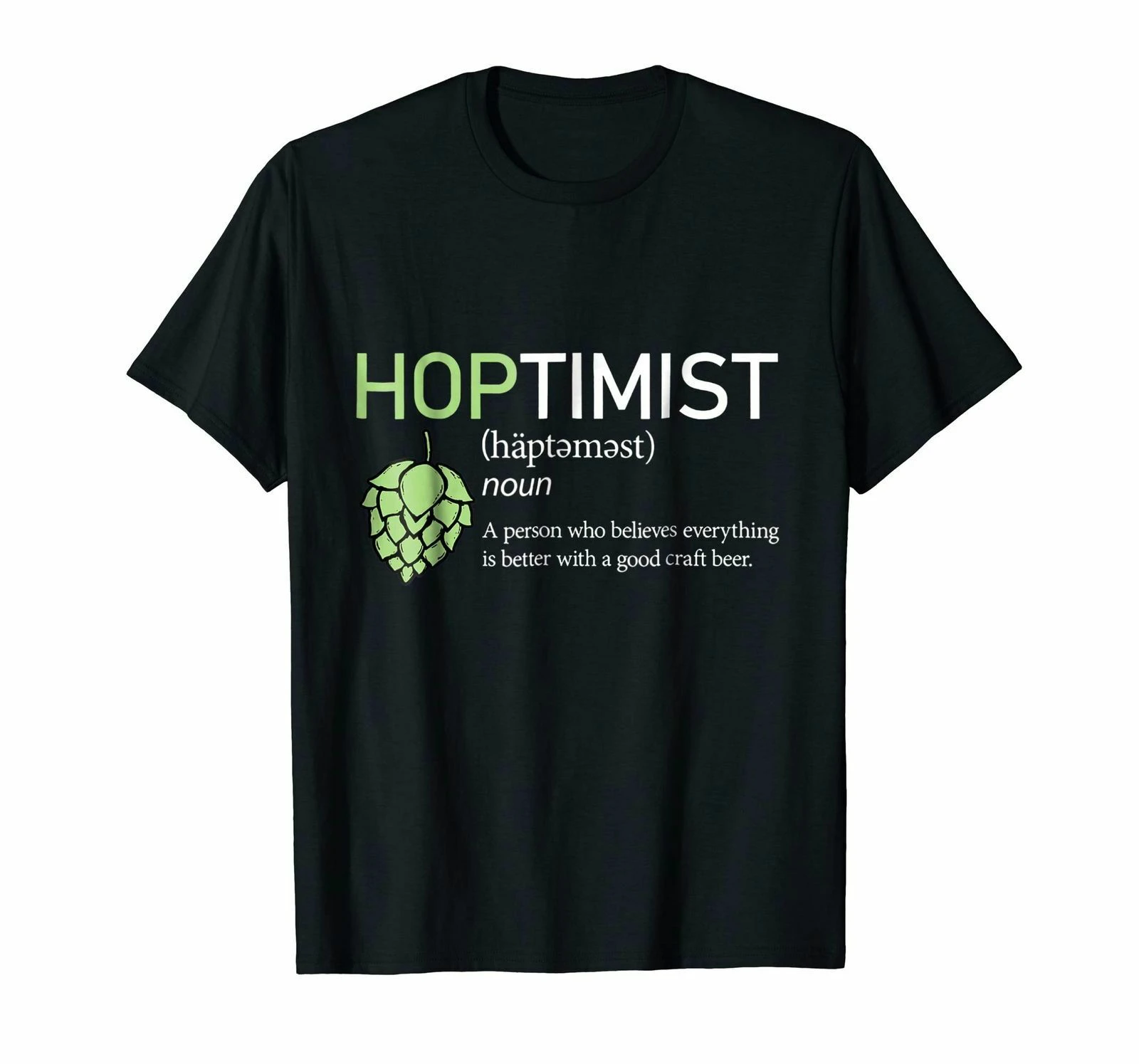 Hoptimist Definition Черная футболка для пивовара и ремесла Любителя пива Мужская забавная Повседневная футболка