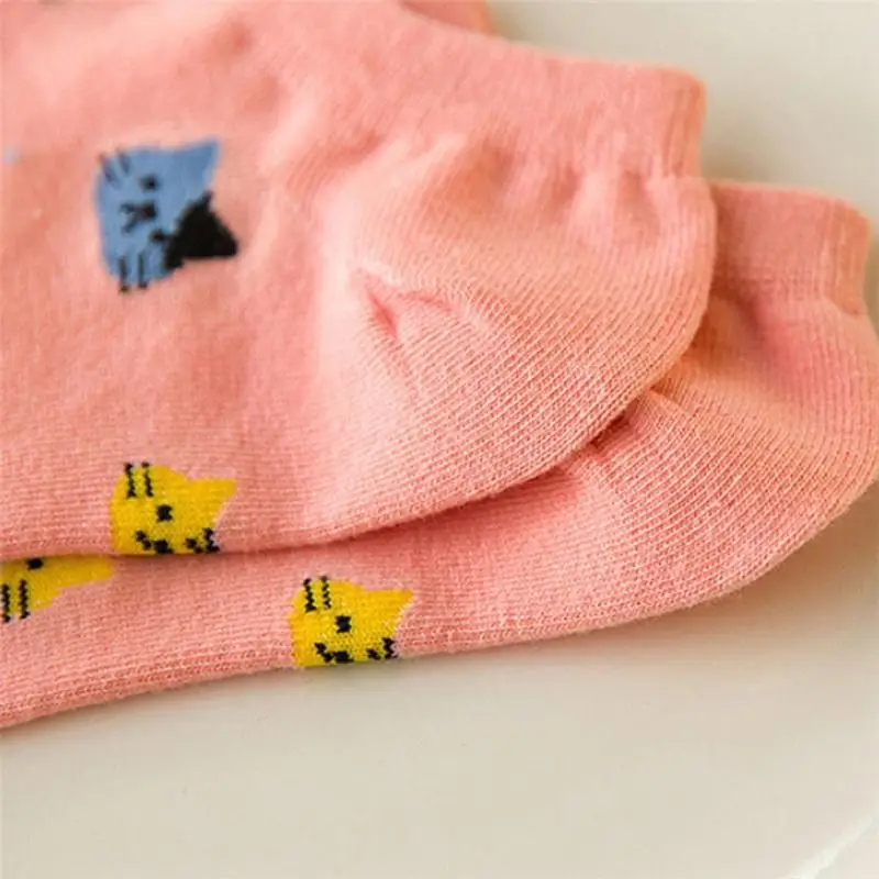 Короткие носки с принтом милого кота модные весенне летние хлопковые невидимки