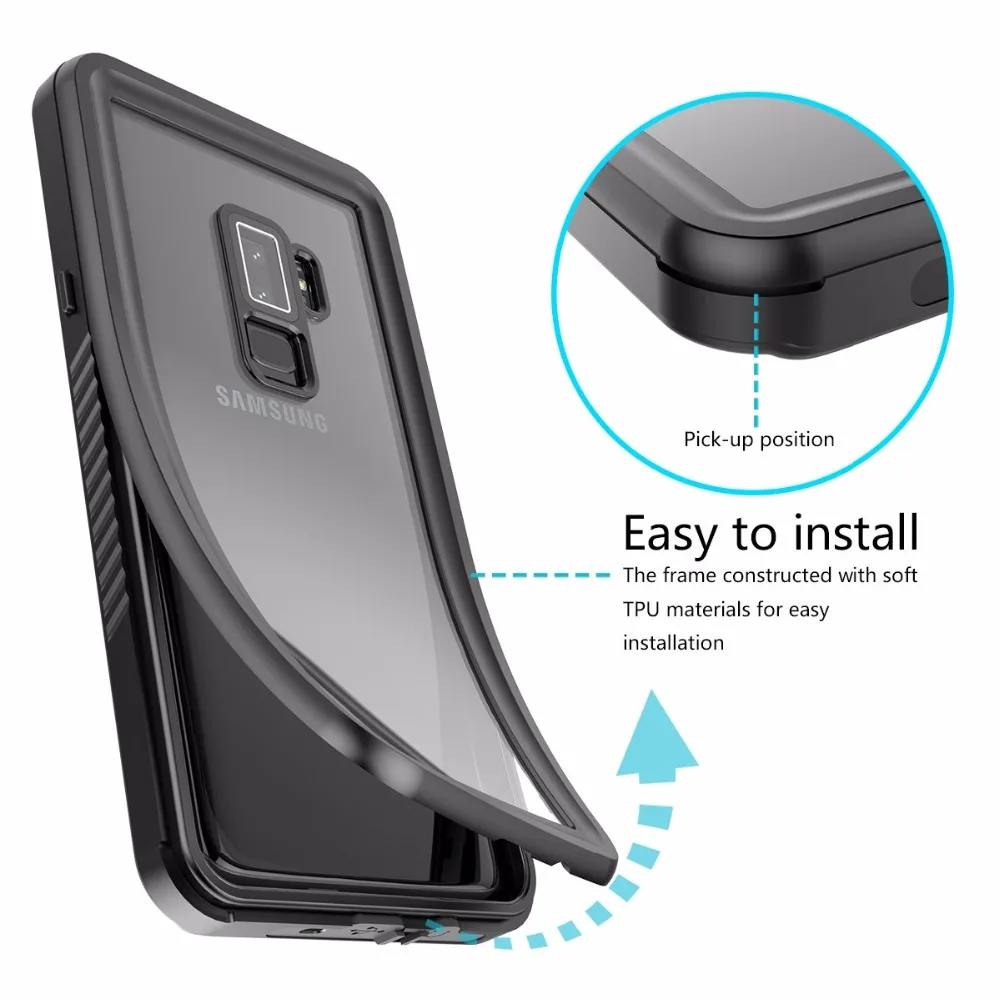 Водонепроницаемый чехол для Galaxy S9 Plus IP68 ударопрочный грязеотталкивающий