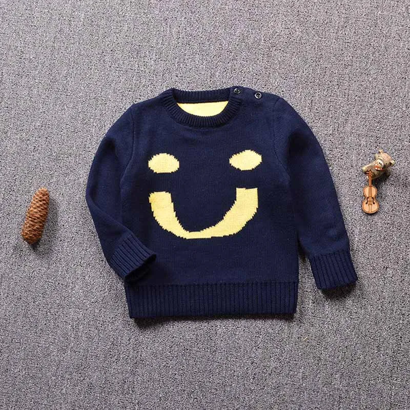 18 М-5 Т Осенью и Зимой Свитер Ребенка 2017 Новый Улыбка Pattern Мальчики Девочки