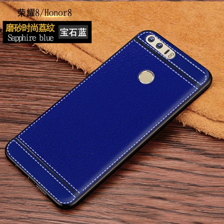 Силиконовый чехол Litchi cortex для huawei Honor 8 funda hoesje lychee кожаный матовый мягкий из ТПУ