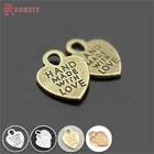 40 шт. 15x12 мм античная бронза цинковый сплав ручной работы с любовью подвески в форме сердца Diy ювелирных изделий Аксессуары оптом