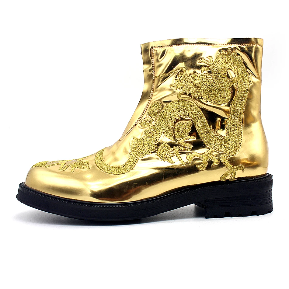 

Модные ботинки с золотой вышивкой, высокие ботинки из коровьей кожи, Бесплатная доставка, мужские зимние Ботинки Martin, обувь