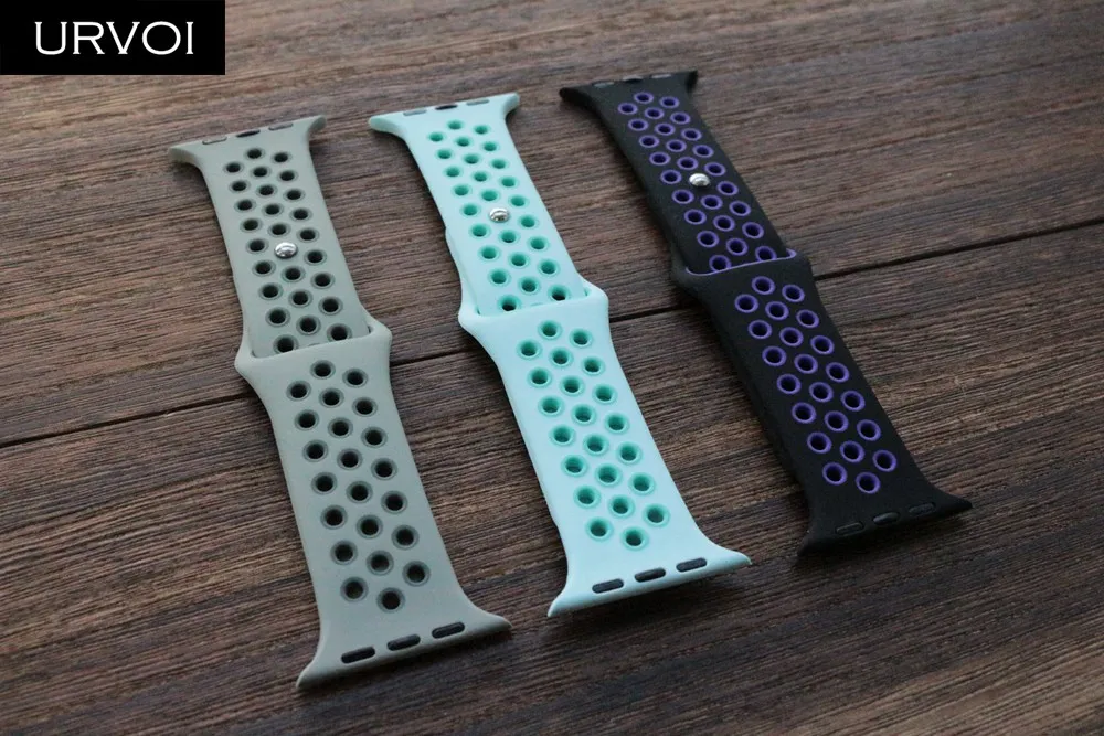 URVOI спортивный ремешок для Apple Watch Nike+ Серия 5 4 3 2 1 силиконовый ремешок для iwatch Дышащие новые цвета 38/40 42/44 мм
