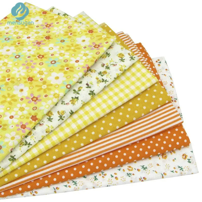 7pcs 25cmx25cm 20 см x 25 см и 25 см x 25 см хлопчатобумажная ткань с принтом для шитья стеганые ткани для лоскутного рукоделия ручной работы - Цвет: 7pcs 25cmx25cm