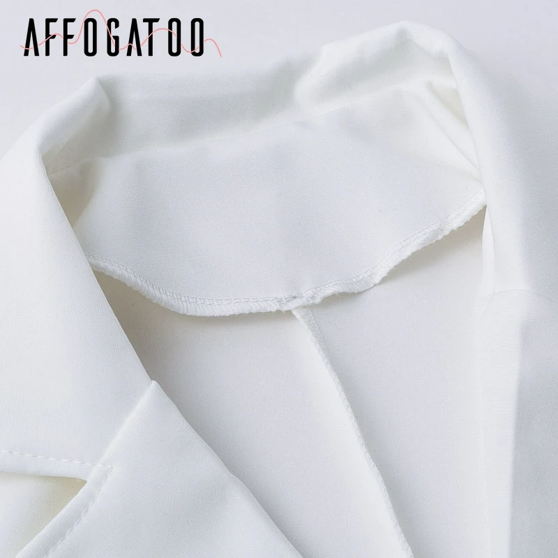 Afogafoo элегантный черный Женский блейзер платье короткое для офиса с длинным