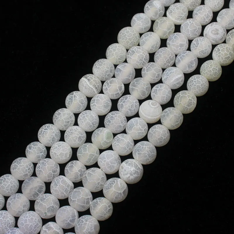 Оптовая продажа бусины из белого агата с трещинами 6 14 мм круглые 15 дюймов для