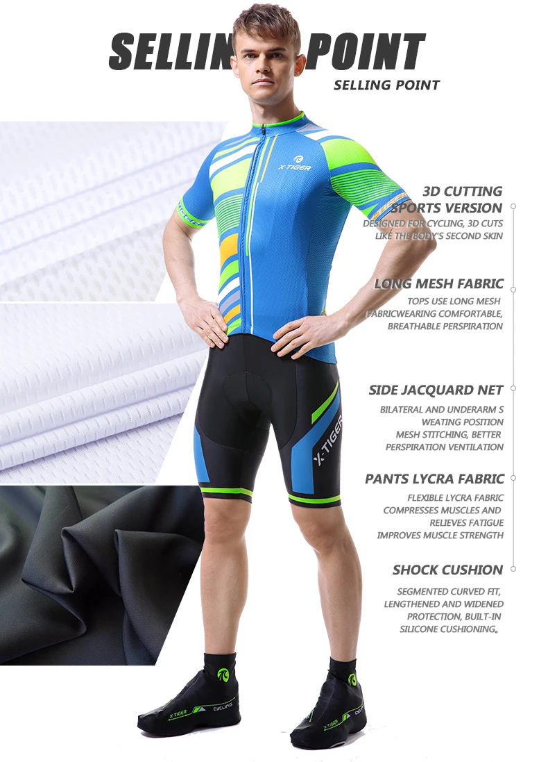 X-Tiger лето Pro Велоспорт Джерси Набор Ropa Ciclismo горный велосипед одежда дышащие мужские велосипедные одежды спортивная одежда Джерси