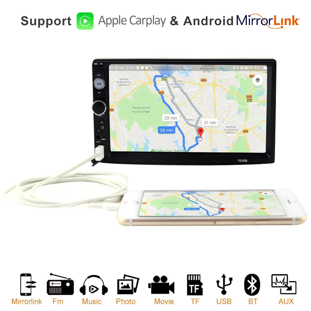 Авторадио Carplay автомобильный 7 &quotсенсорный экран центральный мультимедийный MP5