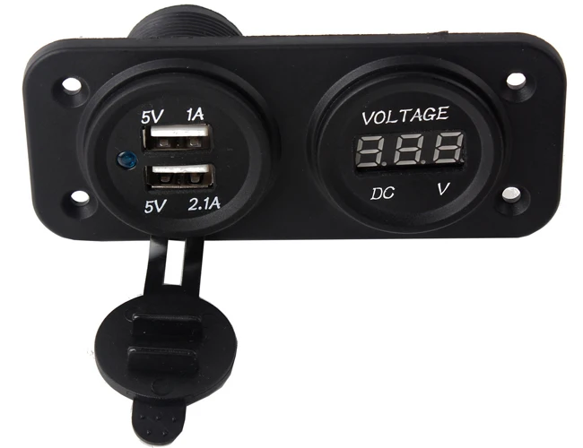 Цифровой светодиодный Дуэль Порты USB Зарядное устройство с двумя розетки DC