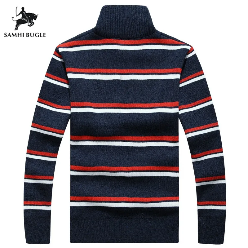 Мужская одежда 2019 кашемировый толстый свитер мужской модный в полоску со стоячим