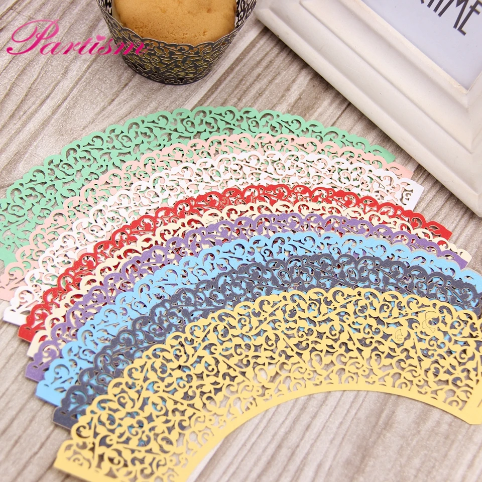 50 шт. маленькая лоза кружевная лазерная резка обертка для кексов форма