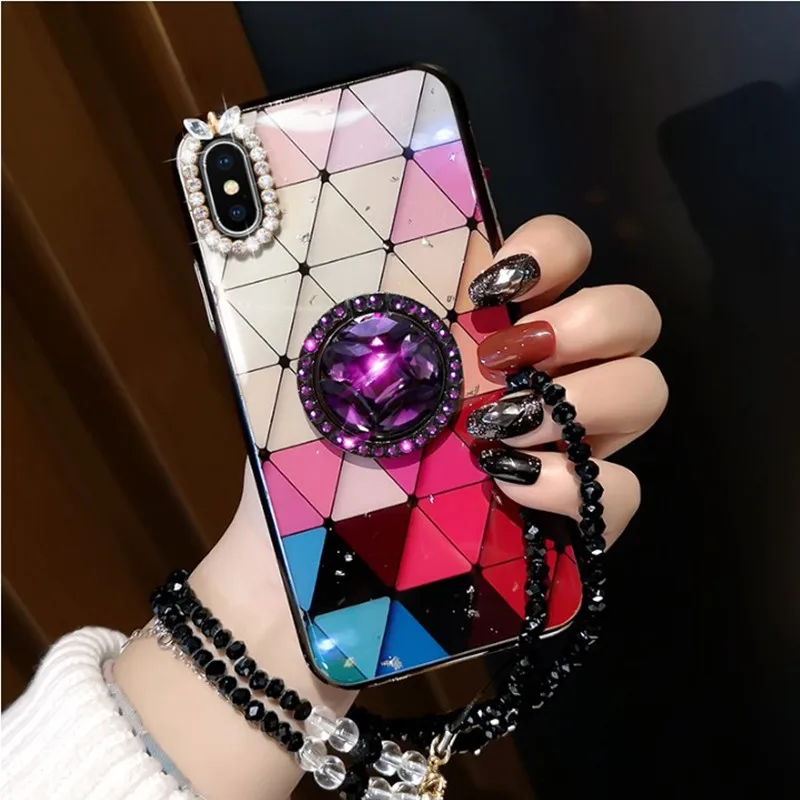 Чехол для iPhone 7 8 6 6s плюс Plus X XS MAX XR Блеск Алмазный с 360 градусов вращения подставка