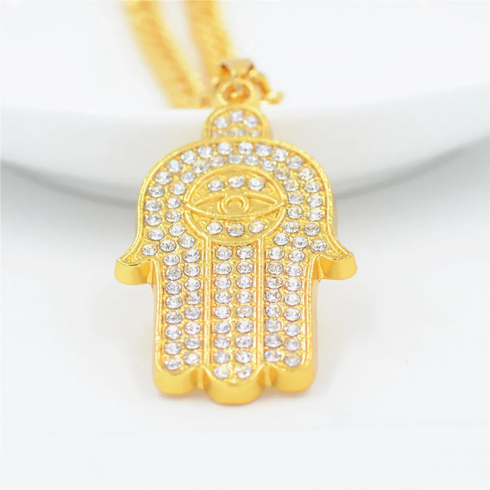 Ожерелье с кристаллами в стиле хип хоп|pendant for men|hamsa hand necklacehand necklace |