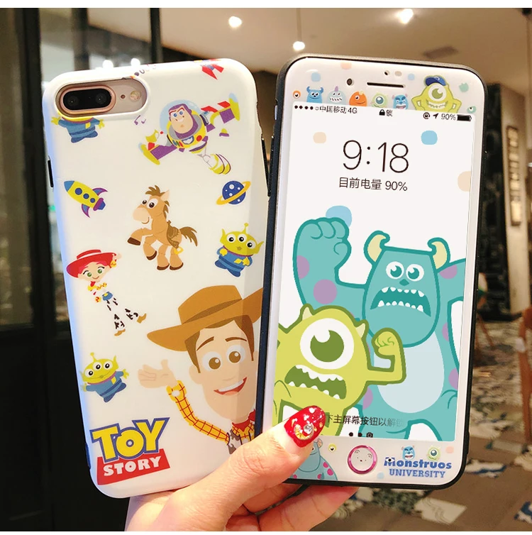 Для iPhone 8 8plus История игрушек Базз инопланетянин чехол + закаленное стекло экран