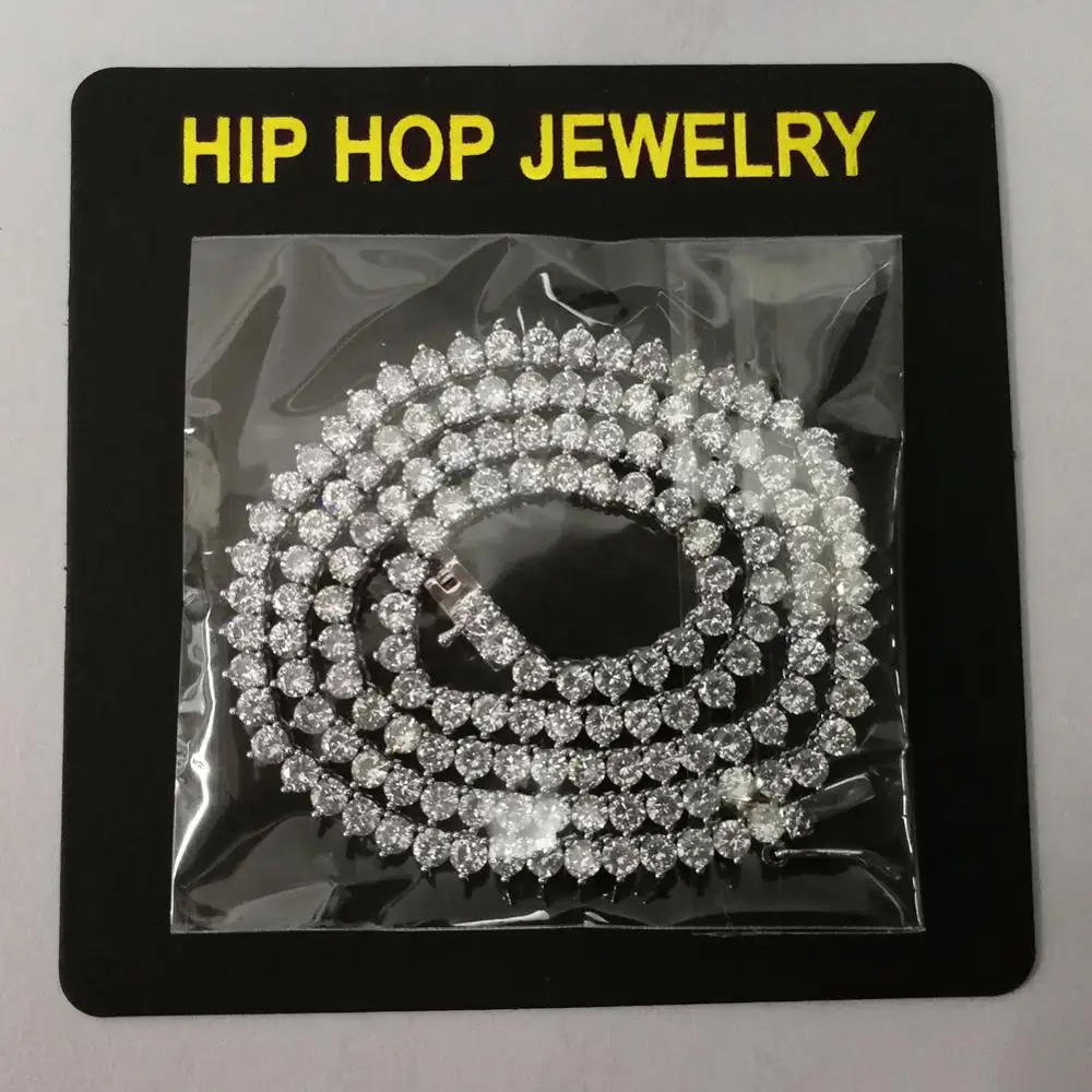 3 мм широкий зубец Установка AAA CZ камень хип хоп Bling Iced Out 1 ряд кубического циркония теннисные цепные Чокеры мужские цепочки