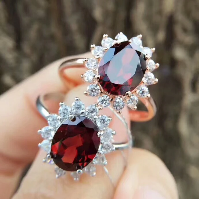 KJJEAXCMY Fine jewelry 925 pure silver inlaid with natural garnet rings. | Украшения и аксессуары