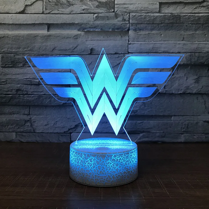 HQXING акриловый Wonder Woman 3D светодиодный ночник RGB 7 цветов Изменение Настольная лампа фигурки для мальчиков и девочек рождественские игрушки