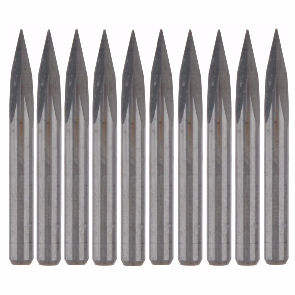 10Pcs 20 Degree Carbide Steel CNC Router Pyramid engraving Bits 0.3mm