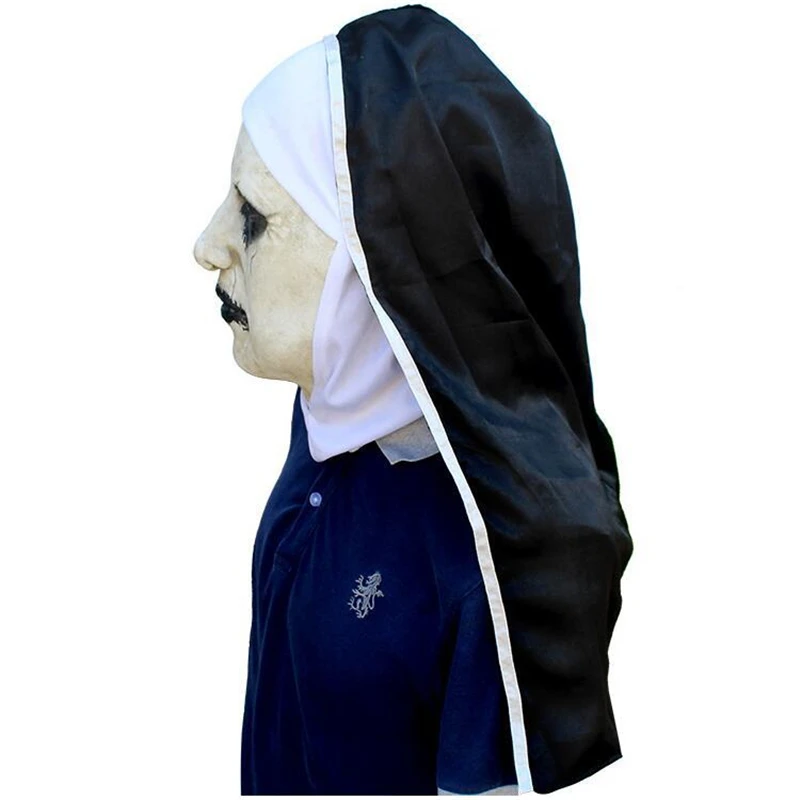 Маскарадные монашки маска ужаса валак страшная из латекса головной платок