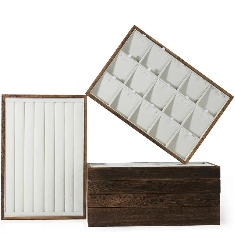 Поднос из цельной древесины флисовый поднос для демонстрации ювелирных изделий