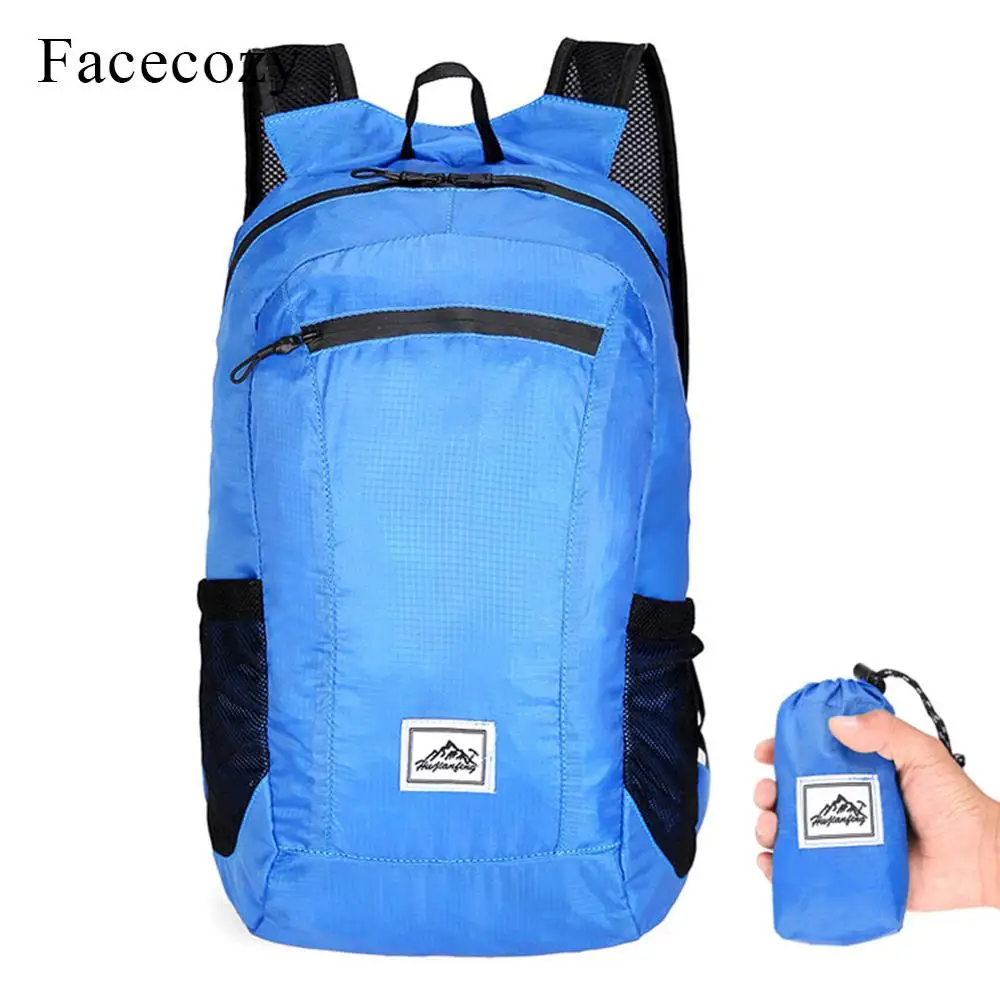 Facecozy, унисекс, открытый водонепроницаемый рюкзак, Складная портативная сумка, 20л, светильник, Спортивная складная сумка для мужчин и женщин, походная Сумка для кемпинга - Цвет: Deep Blue