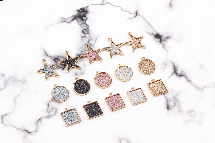 20 шт. звезда квадратный круглый кулон bling Сплав Блеск подвеска из эмали DIY аксессуары ожерелья браслет серьги установки