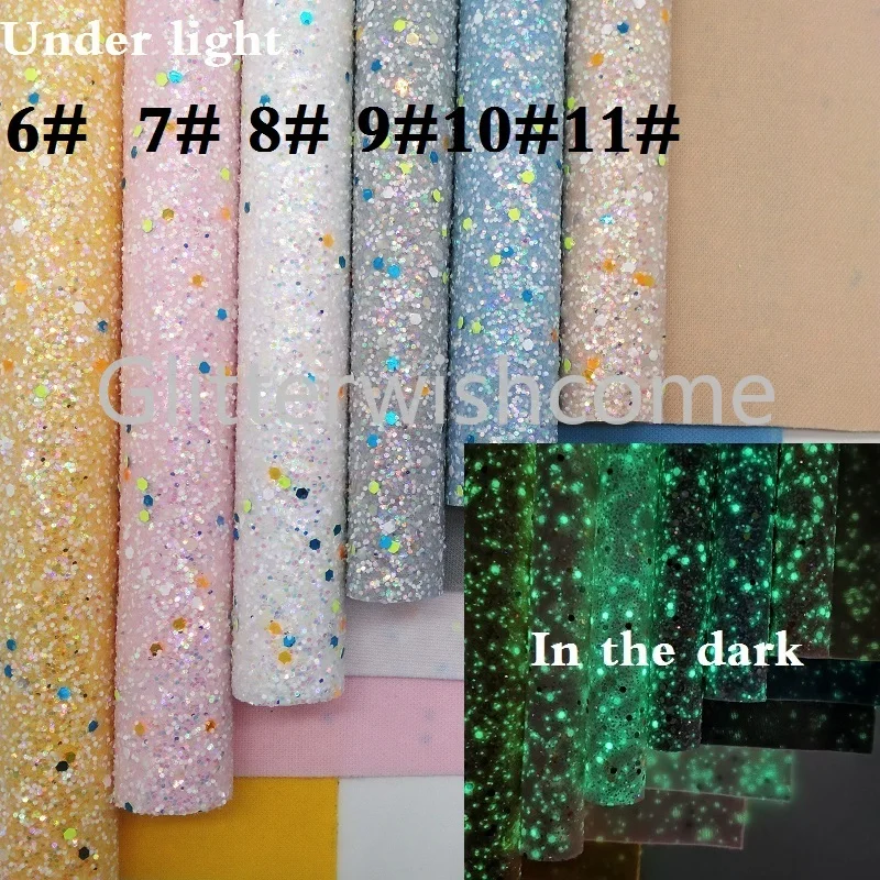 Glitterwishcome 21X29 см A4 Размер светится в темноте искусственная кожа, Vinil Para Lazos, искусственная кожа листы блестки листы, GM354A