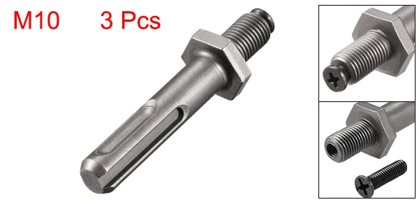 3pcs 68 x 17mm Uxcell 1 шт./3 шт. SDS Plus до 3/8 дюйма 1/2 дюйма резьба быстросменный сверлильный патрон адаптер шестигранный хвостовик для ударного драйвера - Цвет: 3pcs 68 x 17mm
