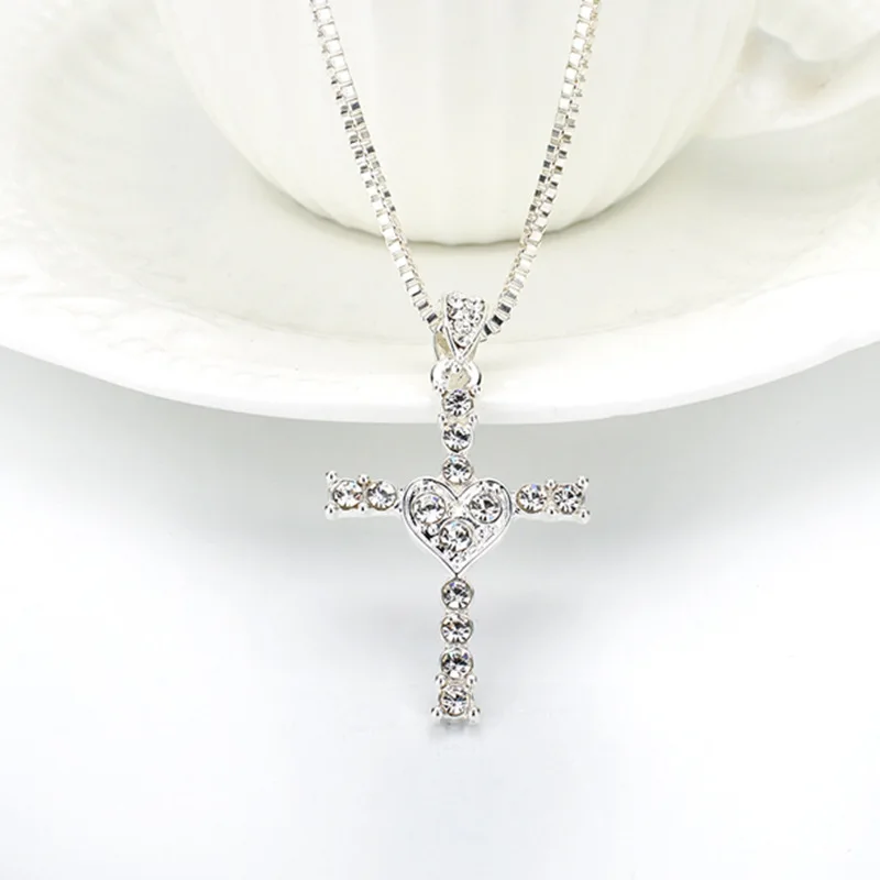 Классический австрийский Кристалл Циркон крест кулон ожерелье высокого