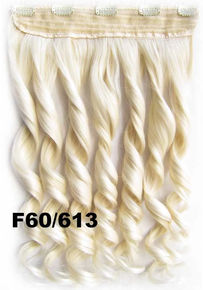 GS888 Color F60-613 Girlshow, 5 клипов, синтетические волосы для наращивания, волнистые, женский парик, волосы шиньон-хвост, 87 цветов, 130 г, 60 см, 1 шт - Цвет: GS888 Color F60-613