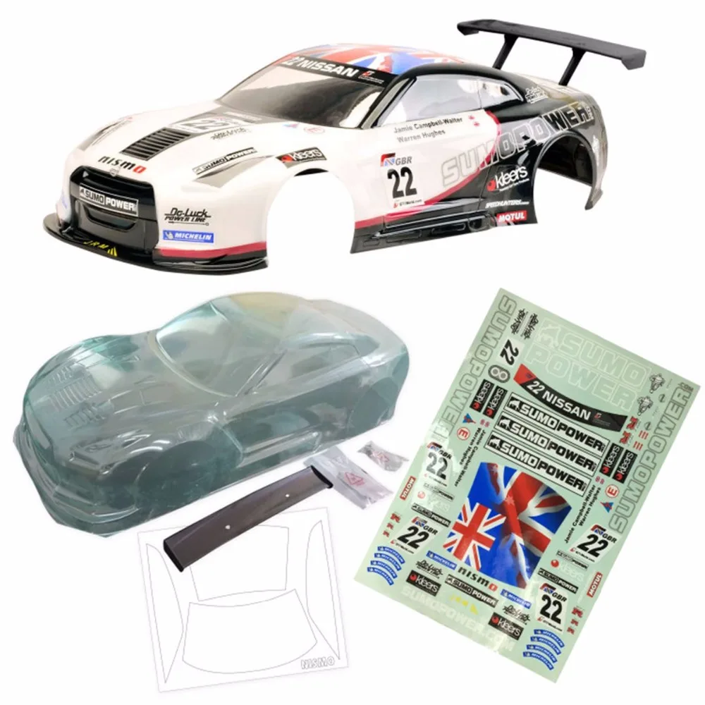 Новинка 1/10 г. на дороге 200 мм корпус GTR ПК прозрачный с наклейкой Tail1:10