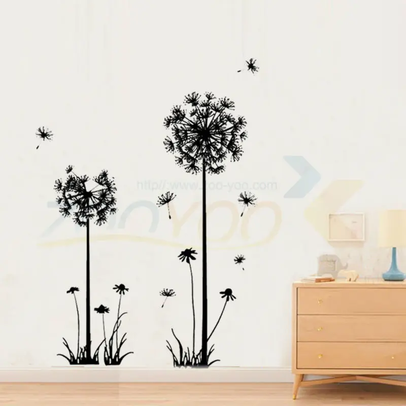 

classical black flying dandelion home decor wall decal zooyoo2147S decorative adesivo de parede removable pvc wall sticker