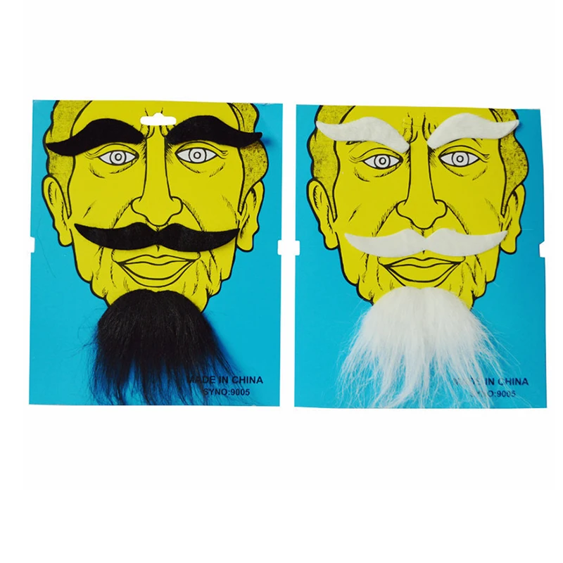 Поддельные бороды для бровей 1 комплект игрушки Хэллоуина косплея черно белые