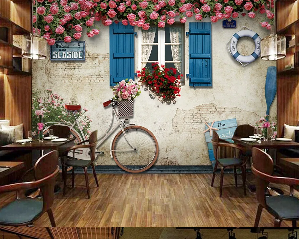 3D обои на заказ романтические красивые с изображением средиземноморского окна